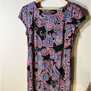 Liz Claiborne Floral Paisley Dress Sz M black background